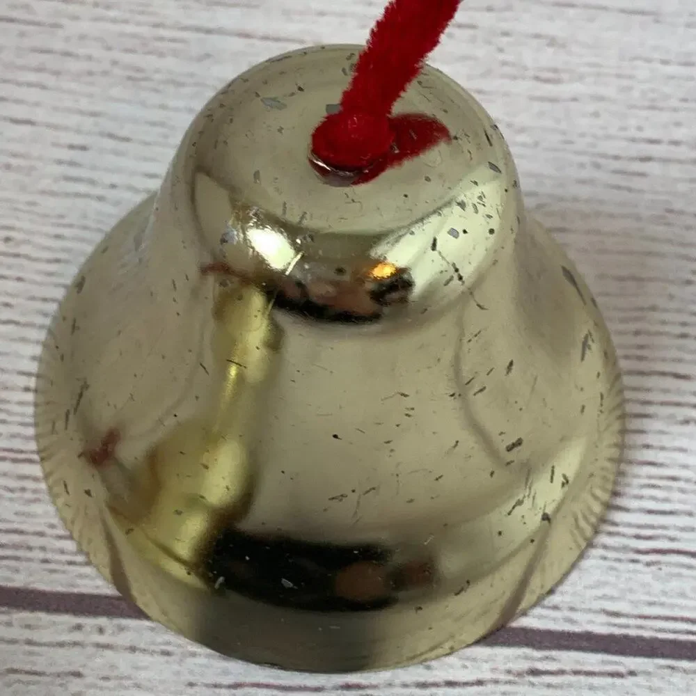 Vintage Gold Metal Bells Set of 3 with Red Strings 3